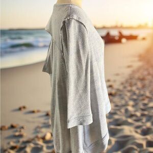 Free People Cozy Gray 3/4 Sleeve Open Back Sweater